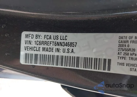 2022 Ram 1500 Big Horn 4X2 5'7 Box из США, поврежденный, VIN 1C6RREFT6NN346857